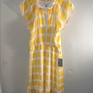 London Times Yellow Checkered Midi Dress